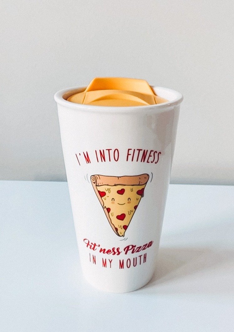 FIT'NESS PIZZA MUG WITH LID - The Glow Hous